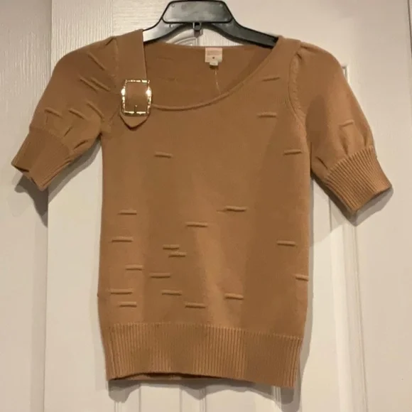 Lauren Moffat Cashmere & Wool Blend SS Sweater in Tan - Size XS - Picture 1 of 6